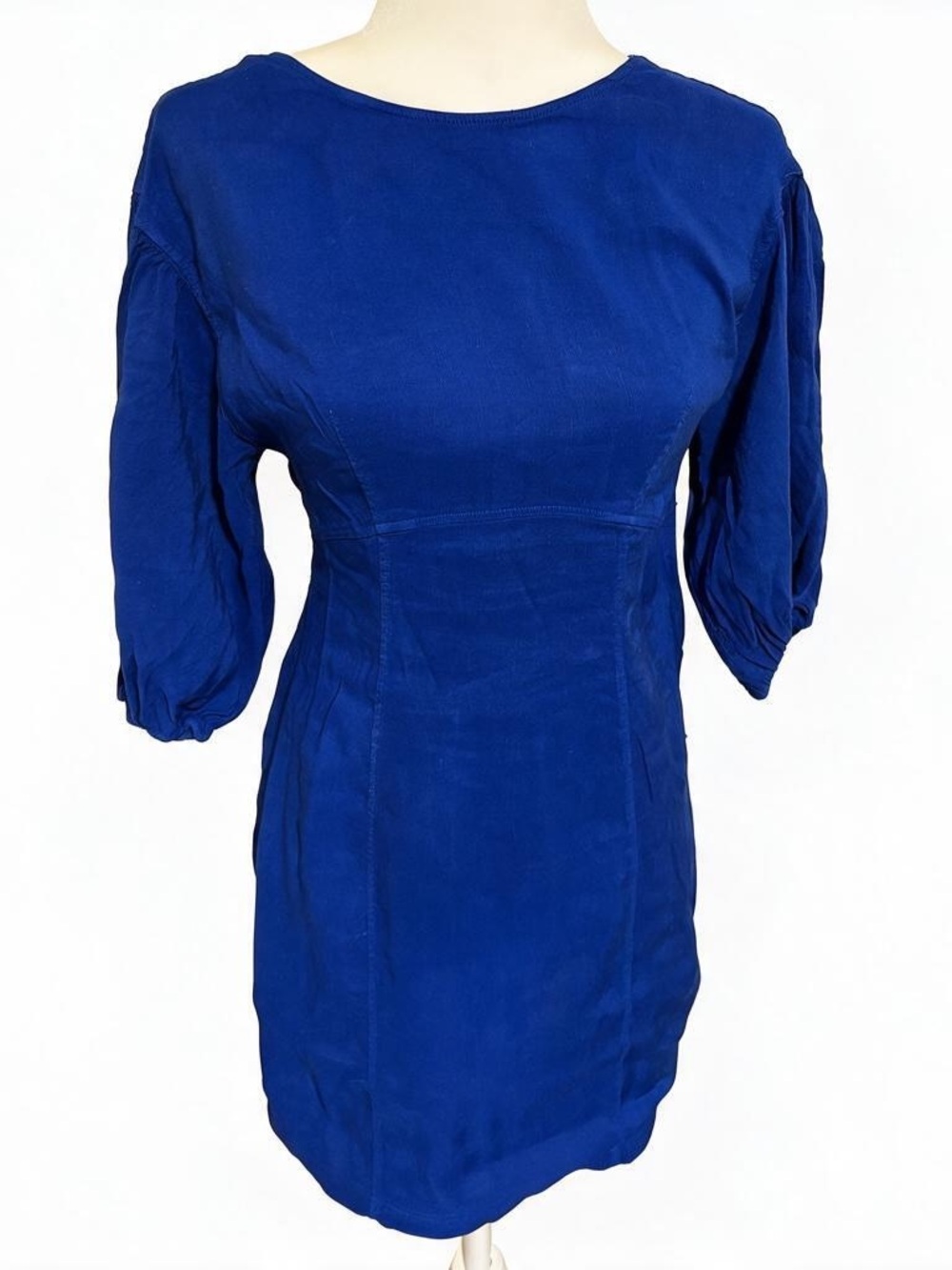 Zara Dress Women’s Sz XS Blue Linen Sheath Backless Dress Date Night